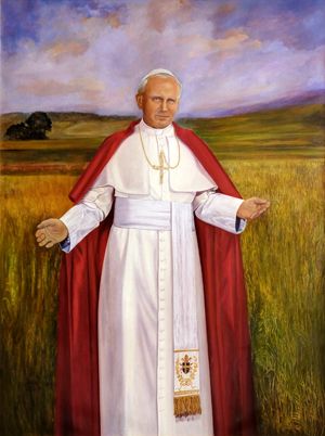 św. Jan Paweł II, Hanna Kuciel-Zając,, obraz, św. Jan Paweł II, Hanna Kuciel-Zając, Bycina